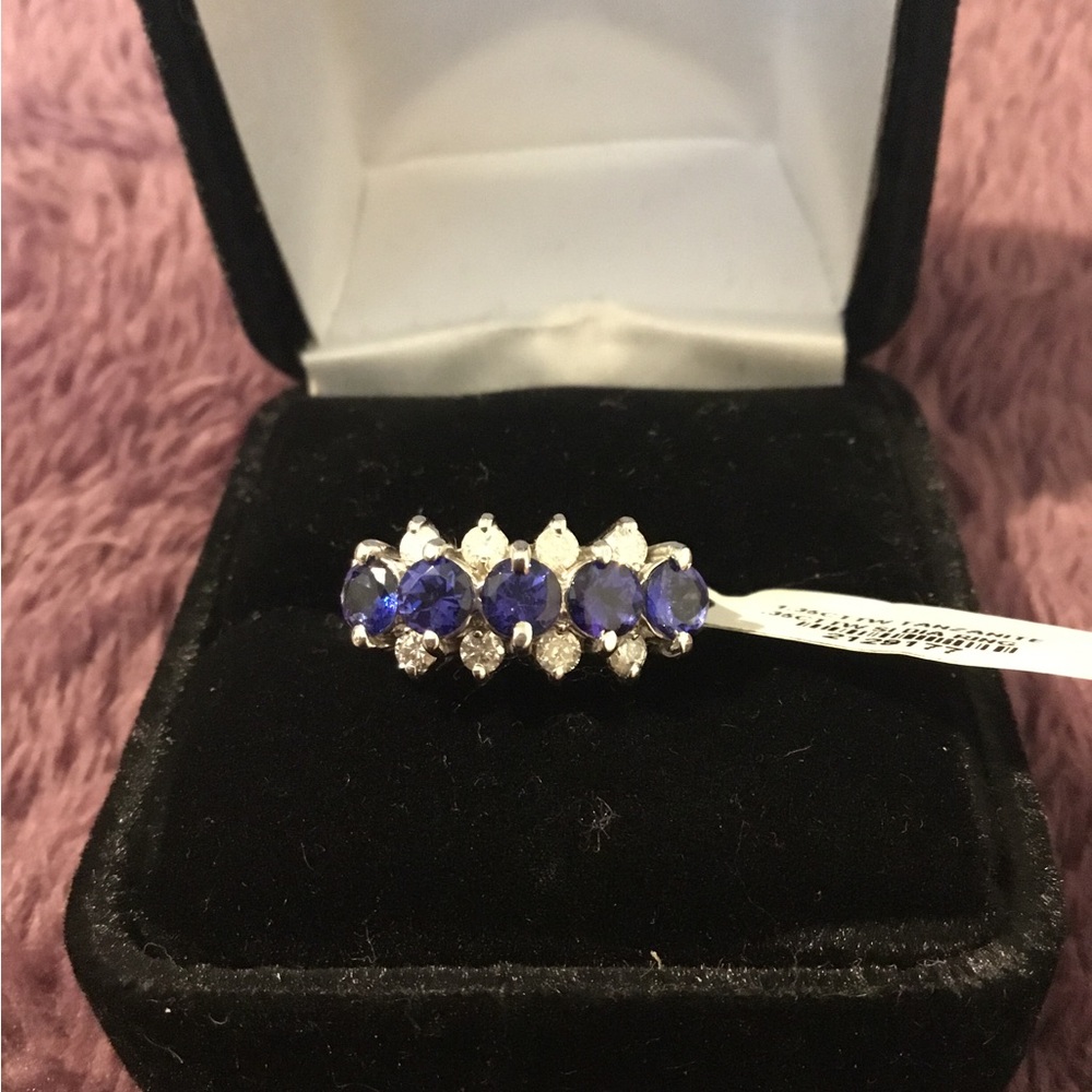 Vintage NWT 1.35 TCW 14K Natural Tanzanite & Diamond Ring